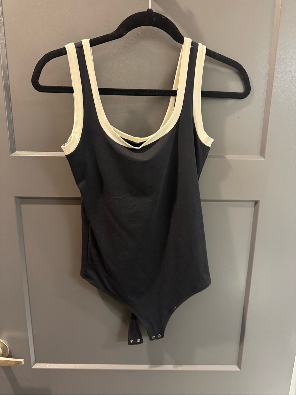 Abercrombie & Fitch Black Bodysuit with Cream Trim